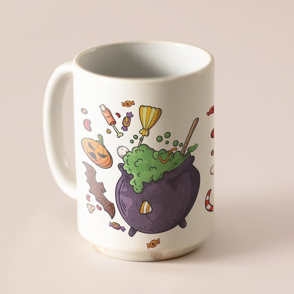 Halloween Boo Coffee Mug. Halloween Coffee Cup. 15oz Ceramic Mug - Picture 4 of 5